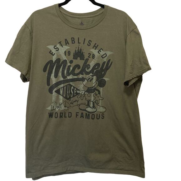 Disney Mickey Mouse Green Graphic T-Shirt Size XL - Picture 1 of 6